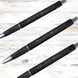Black white custom name script elegant pen