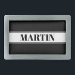 Black & White Custom Name Stripe Belt Buckle<br><div class="desc">Bold stripe with your custom name.</div>