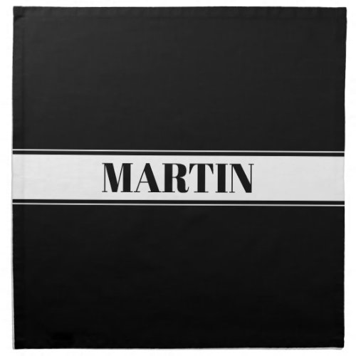 Black  White Custom Name Stripe Cloth Napkin