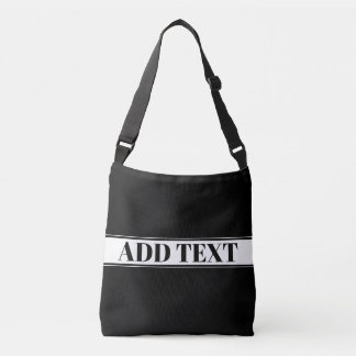 Black & White Custom Name Stripe Crossbody Bag