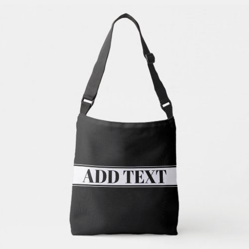 Black & White Custom Name Stripe Crossbody Bag