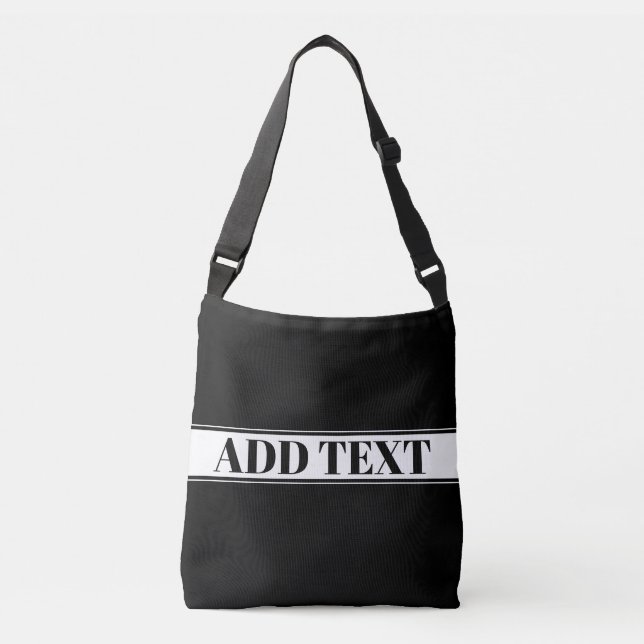 Black & White Custom Name Stripe Crossbody Bag (Front)