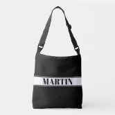 Modern Stripes with Upscale Heart Monogram Black Tote Bag