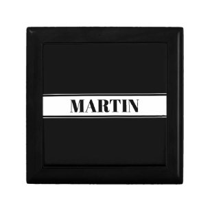 Black & White Custom Name Stripe Gift Box