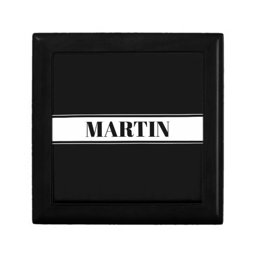 Black  White Custom Name Stripe Gift Box