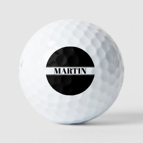 Black  White Custom Name Stripe Golf Balls