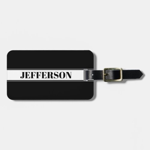 Black  White Custom Name Stripe Luggage Tag