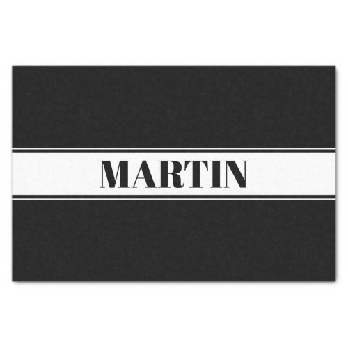 Black  White Custom Name Stripe Tissue Paper