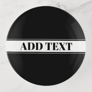 Black & White Custom Name Stripe Trinket Tray