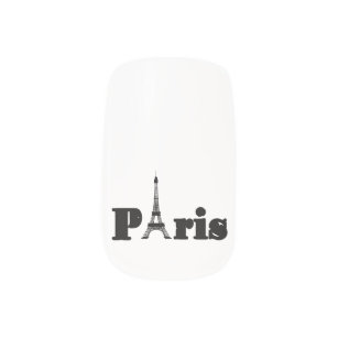 Black White Custom Paris Eiffel Tower Minx Nail Art