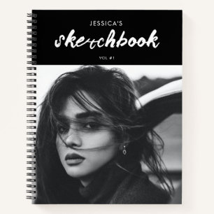 Black & White Custom Photo Artist Sketchbook Notebook