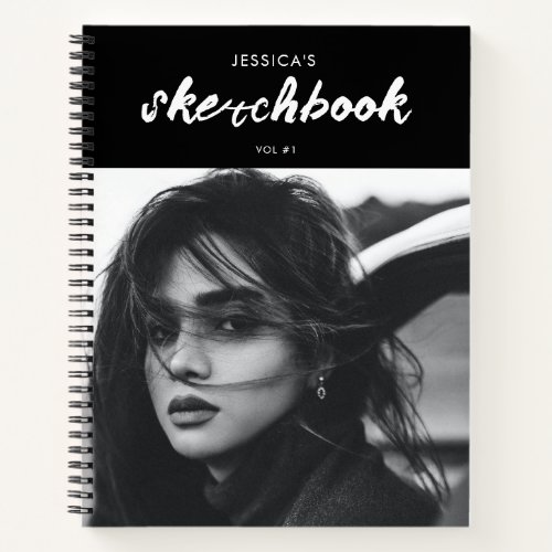 Black  White Custom Photo Artist Sketchbook Notebook