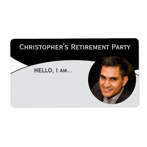 Black & White Custom Photo Event Label Name Tag