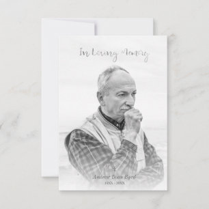 Black & White Custom Photo for Funeral Service Note Card