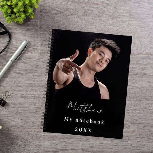 Black white custom photo notebook