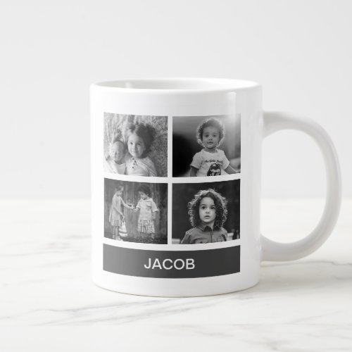 Black  White Custom Photo  Personalized Giant Coffee Mug