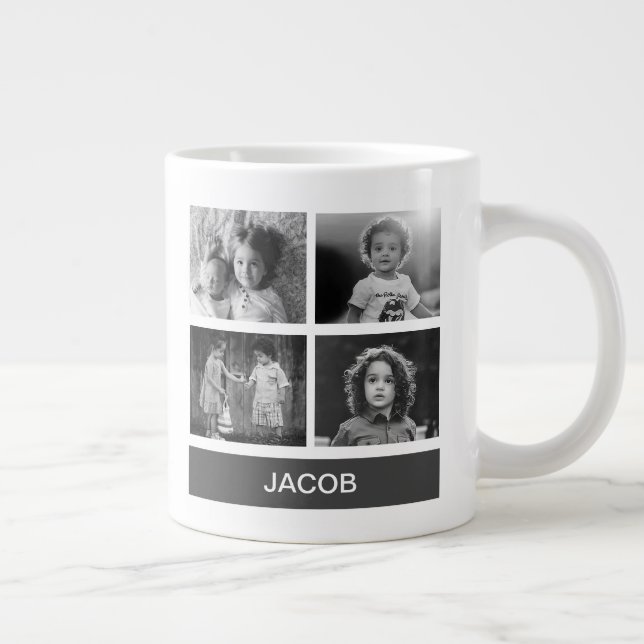 Black & White Custom Photo – Personalized Giant Coffee Mug (Right)