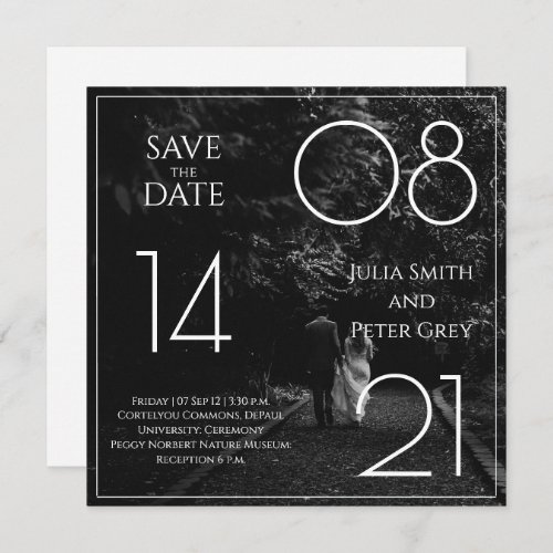 Black  White Custom Photo Save The Date Wedding Invitation