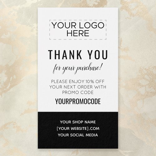 Black White Custom Promo Code Discount Card