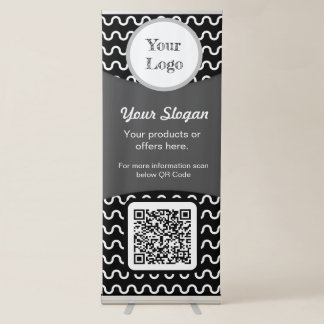 Black White Custom QR Code Standing Banner Stand