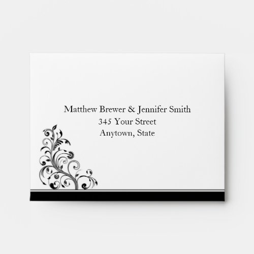 Black  White Custom RSVP Card Envelope w Address