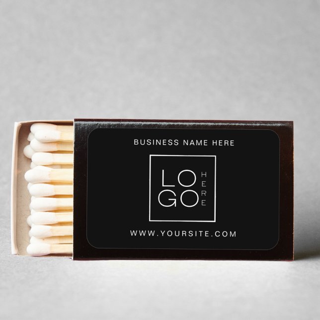 Black White Custom Square Logo Business Corporate Matchboxes (Creator Uploaded)