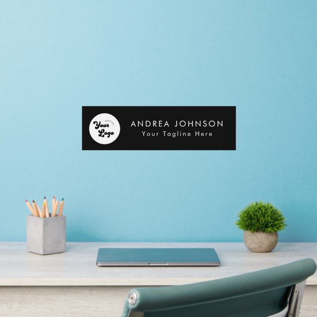 Black White Custom Text Business Company Employee Wall Decal (Home Office 2)