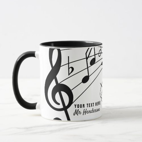 Black  White Custom Text Music TeacherStudent Mug