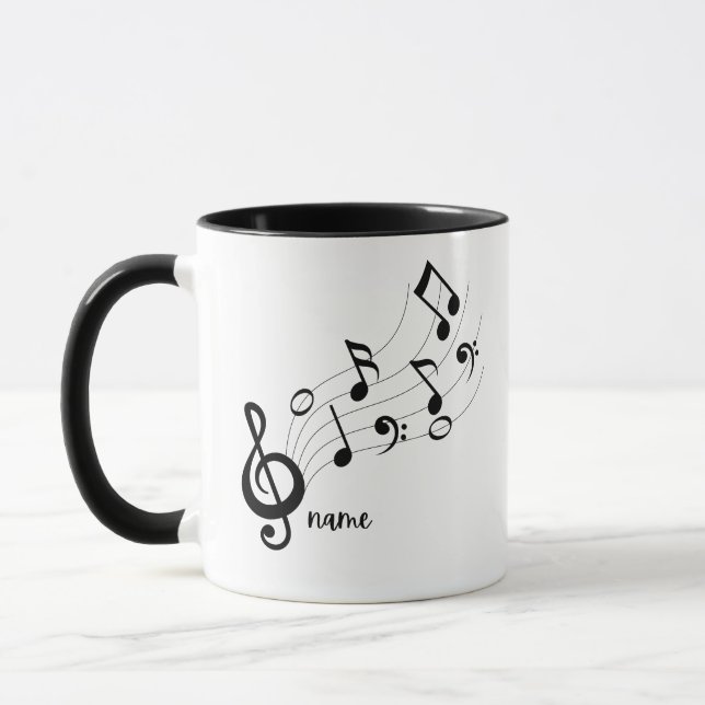 Black & White Custom Text Music Teacher/Student  Mug (Left)