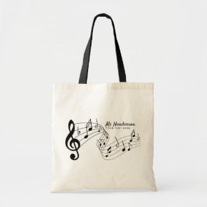 Black & White Custom Text Music Teacher/Student Tote Bag