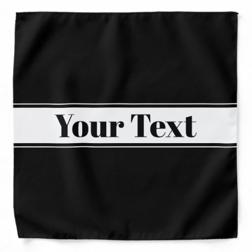 Black  White Custom Text Stripe Bandana