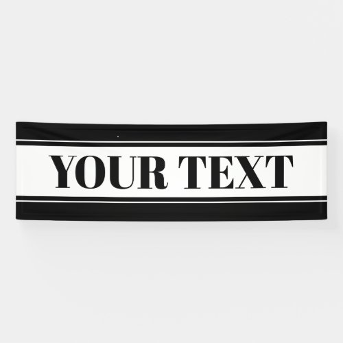 Black  White Custom Text Stripe Banner