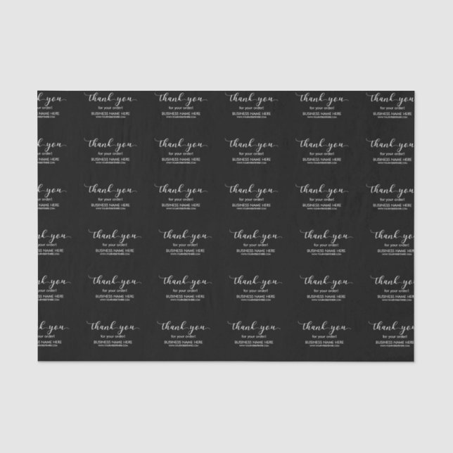 Black & white Custom Thank You Business  Tissue Paper (Front)