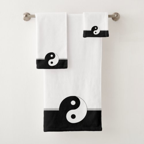 Black  White Custom Yin Yang Bath Towel Set