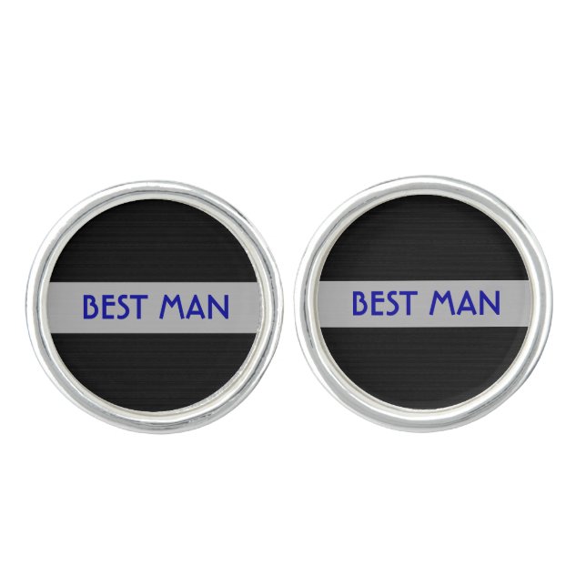 Black/White Customizable Best Man Cufflinks (Front)