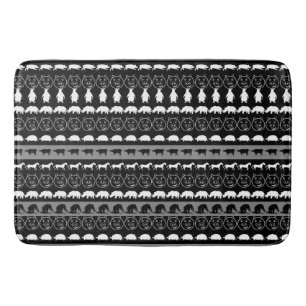 Black White Cute Animals Pattern #2 Bath Mat