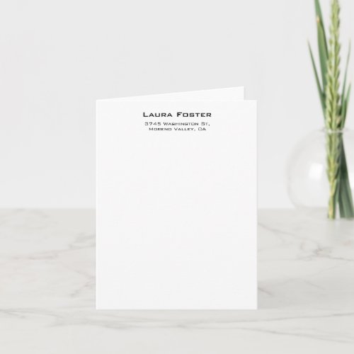 Black  White Cute Elegant Minimalist Style Note Card