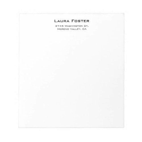 Black  White Cute Elegant Minimalist Style Notepad