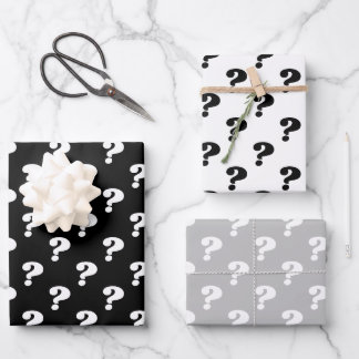 Black & White Cute Gift Wrapper (Question Mark) Wrapping Paper Sheets