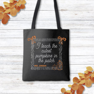 Black & White Cute Halloween Quote Teacher Tote Bag