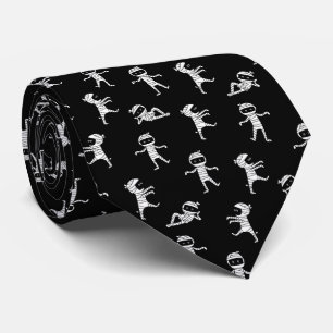 Black white Cute mummy seamless pattern Neck Tie