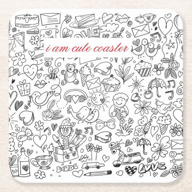 Black & White Cutest  Square Paper Coaster (Front)