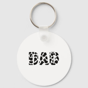 Black White Dad Cow Print Cowboy Animal Pattern Fa Keychain