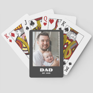 Black White Dad Established Bold Photo Poker Cards