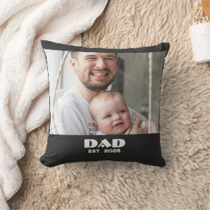 Black White Dad Established Bold Photo Throw Pillow