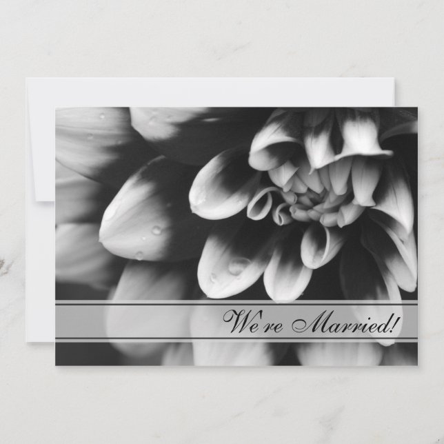 Black White Dahlia Flower Marriage Announcement (Front)