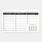 Daily Organizer - To Do List - Hydrate - Pastels Post-it Notes