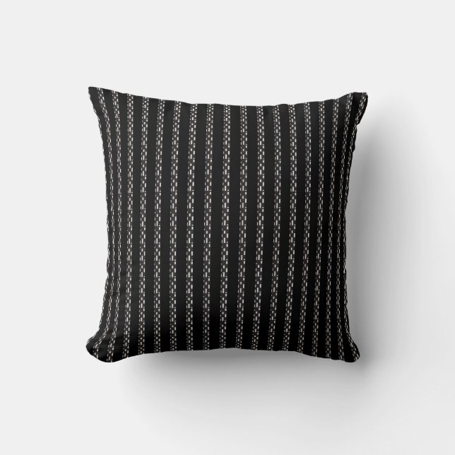 Black white dainty stripe pattern throw pillow (Front)