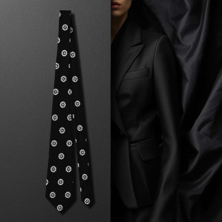Black&white daisy  -  Art Deco  pattern  Neck Tie