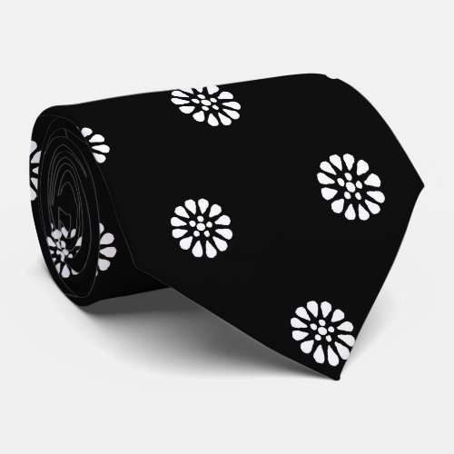 Blackwhite daisy  _  Art Deco  pattern  Neck Tie